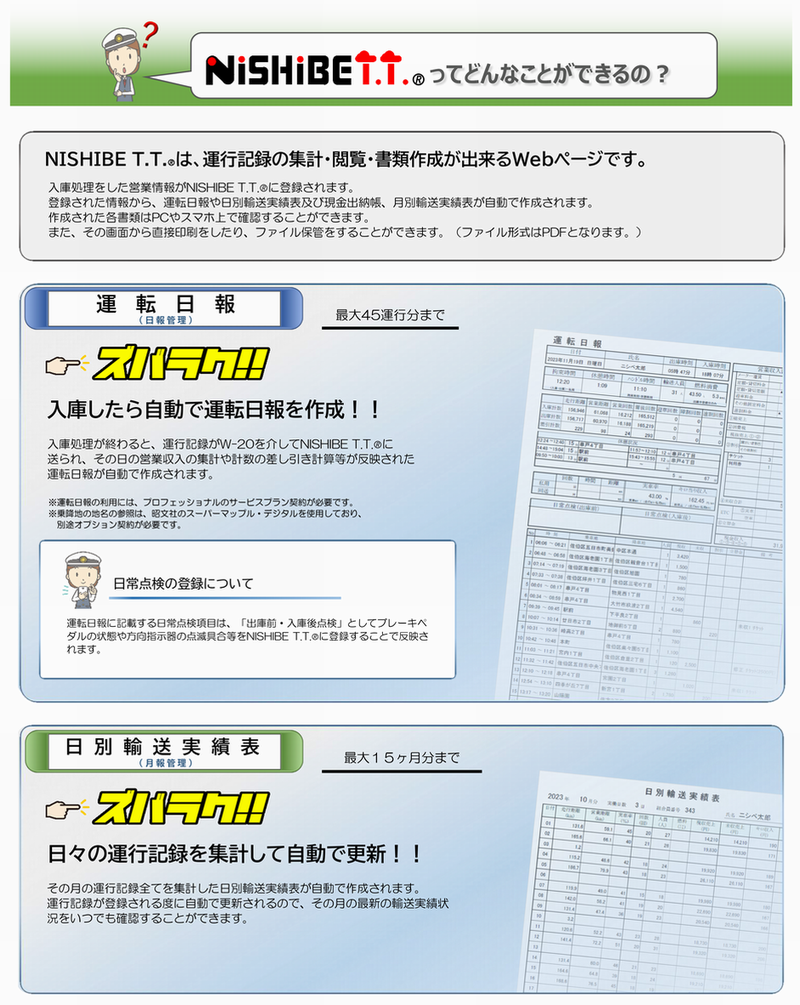 NISHIBE T.T.　【個人タクシー事業者様向け】